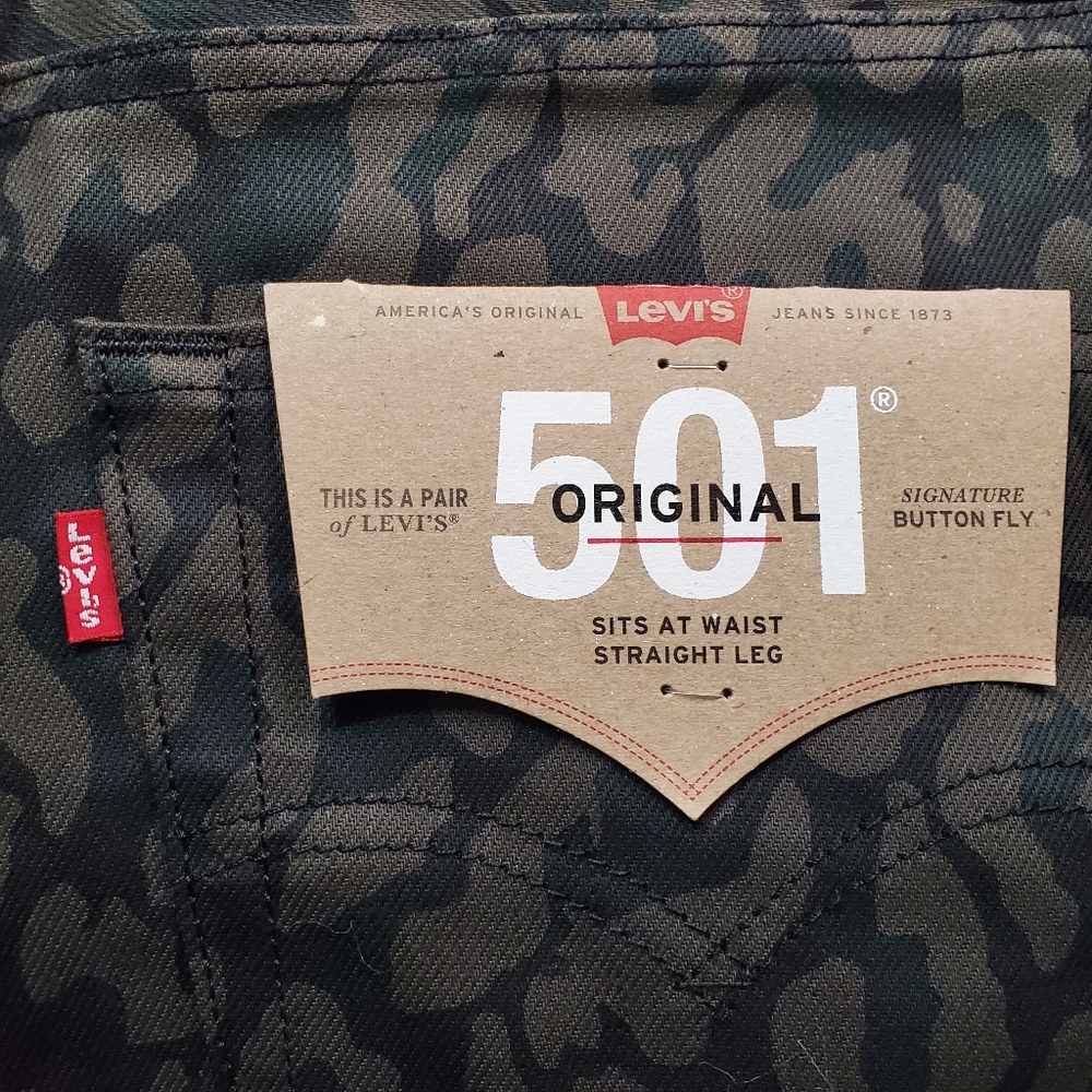 Mens Levi's 501 Original Camo Jeans 38/34 NWT
